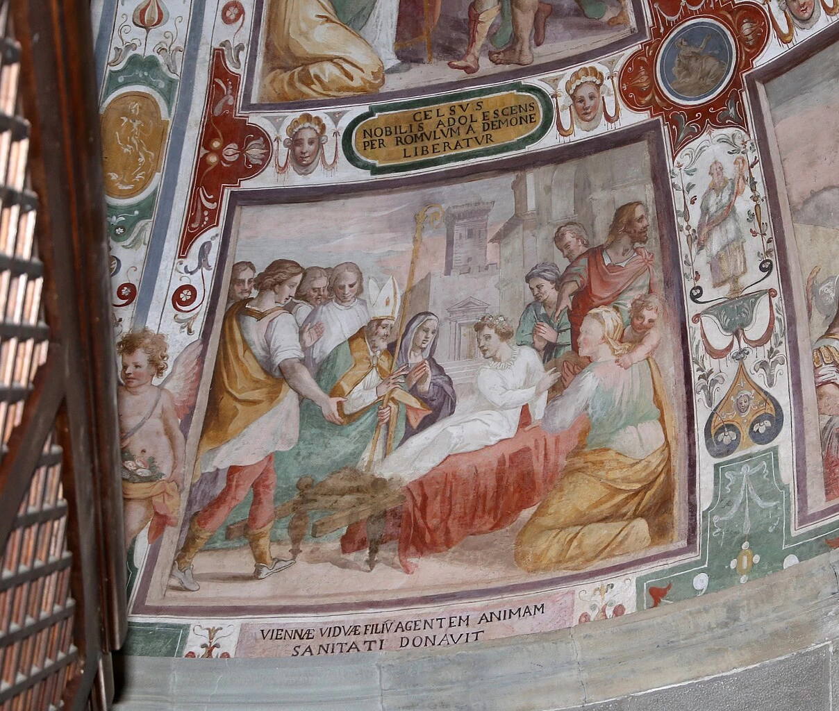 Storie di San Romolo. guarigione del figlio della vedova di Vienna - Duomo di Fiesole